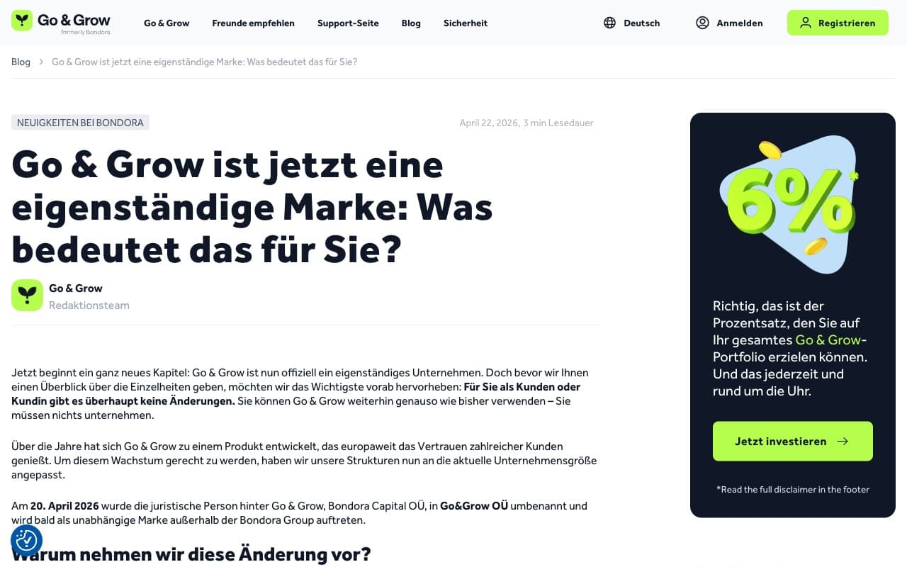 Bondora Go and Grow Änderungen 2026