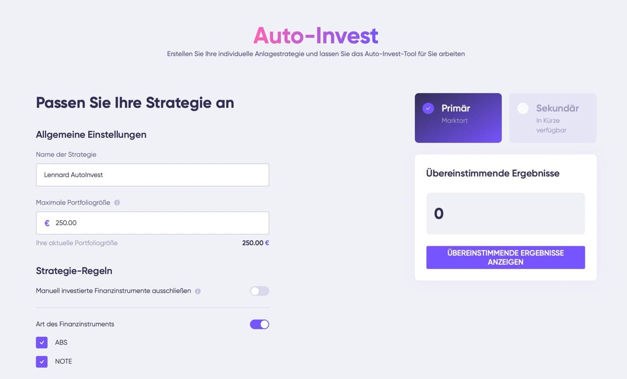 Debitum Auto-Invest Funktion - Passives Einkommen aufbauen
