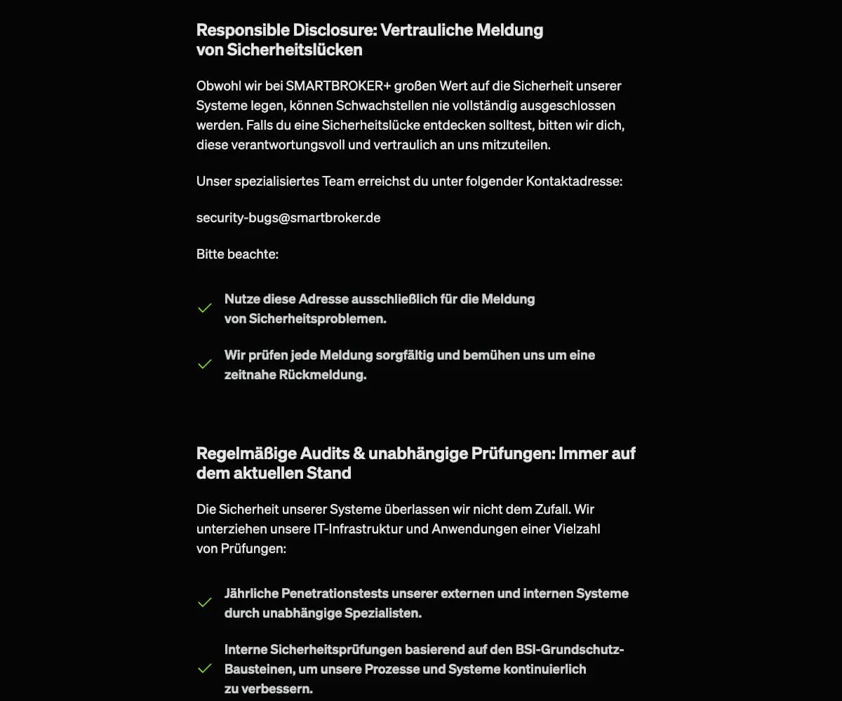 Smartbroker+ Responsible Disclosure und jährliche Penetrationstests nach BSI-Grundschutz