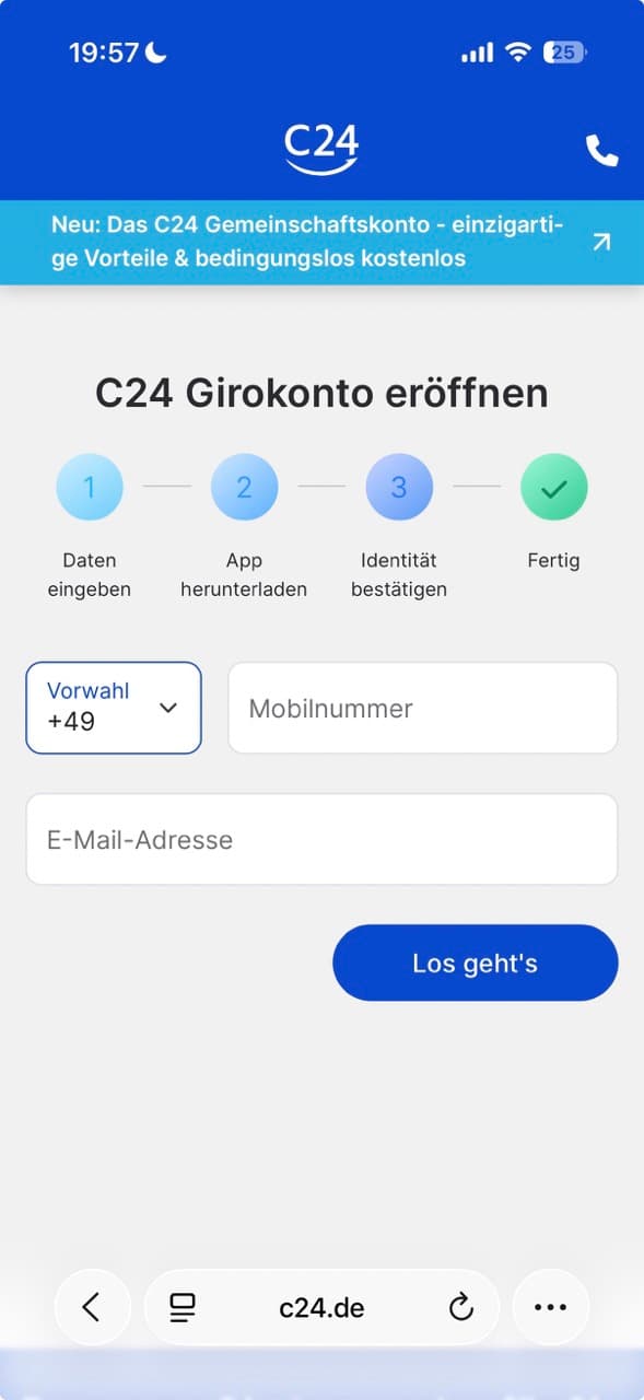 Kontoeröffnung bei C24