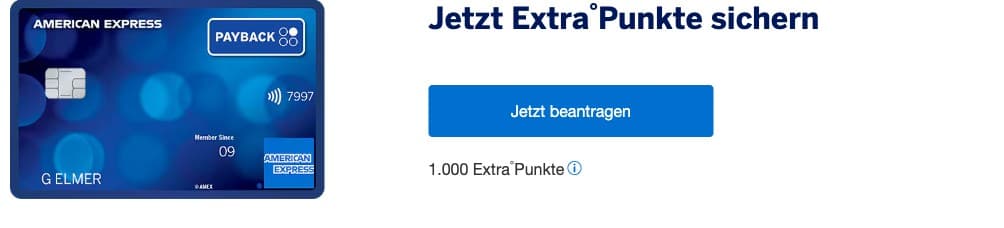 AMEX Payback Kreditkarte mit Jetzt beantragen Button