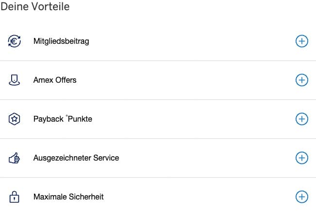 AMEX Payback Kreditkarte Vorteile Übersicht auf americanexpress.com