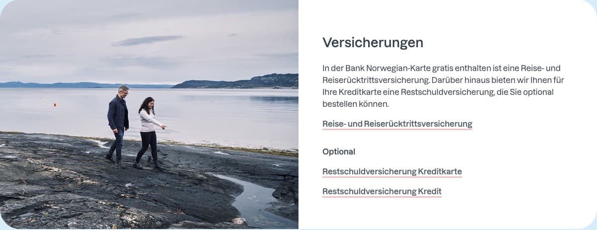 Bank Norwegian Reiseversicherung: Paar genießt sorgenfreien Urlaub dank kostenlosem Versicherungspaket der Visa Kreditkarte