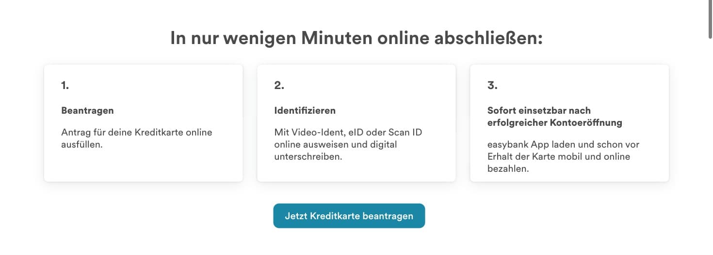 easybank Visa Kreditkarte Beantragung - 3 einfache Schritte zur Karte