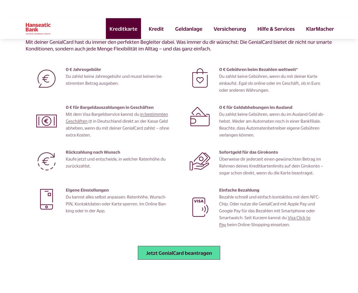 GenialCard Visa Kreditkarte Vorteile und Features im Überblick