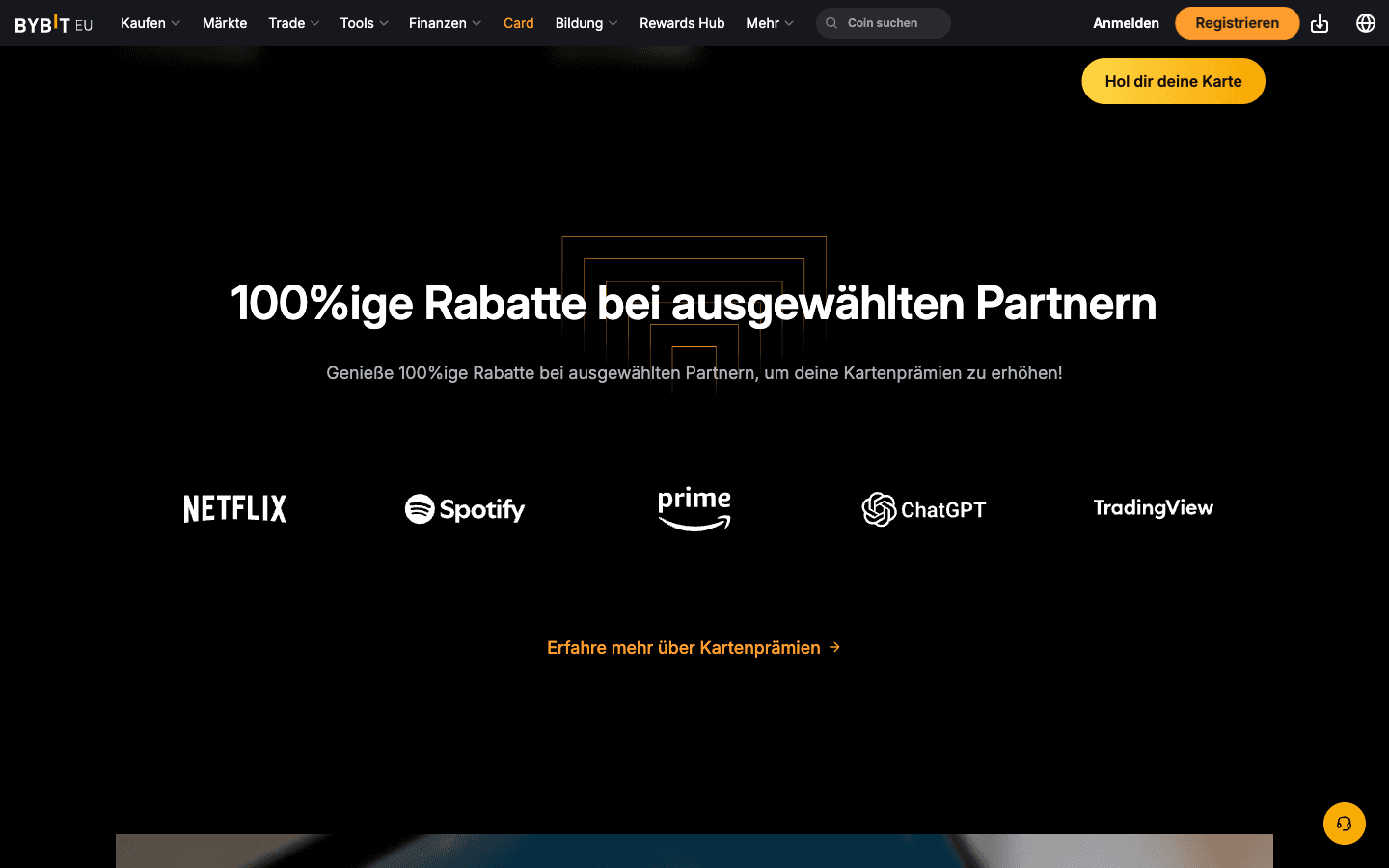 Bybit Card Partner-Rabatte bei Netflix, Spotify, Amazon Prime, ChatGPT und TradingView