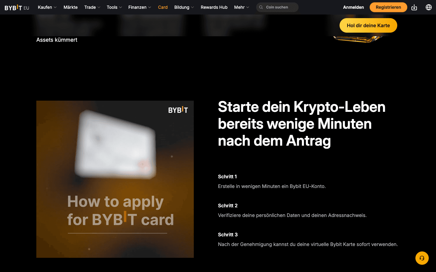 Bybit Card Beantragung und Verifizierung