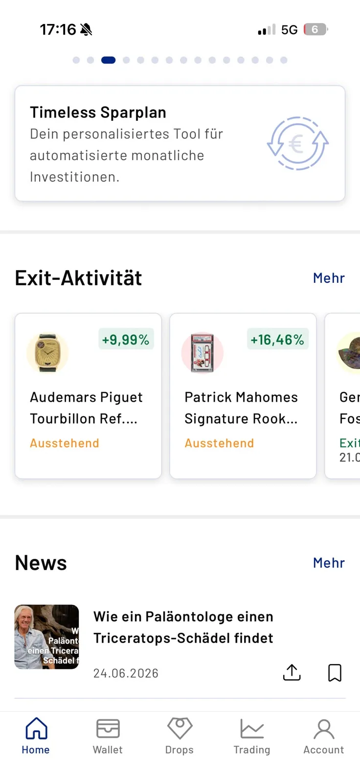 Timeless Exit-Aktivitaet mit Audemars Piguet plus 9,99 Prozent und Patrick Mahomes Karte plus 16,46 Prozent