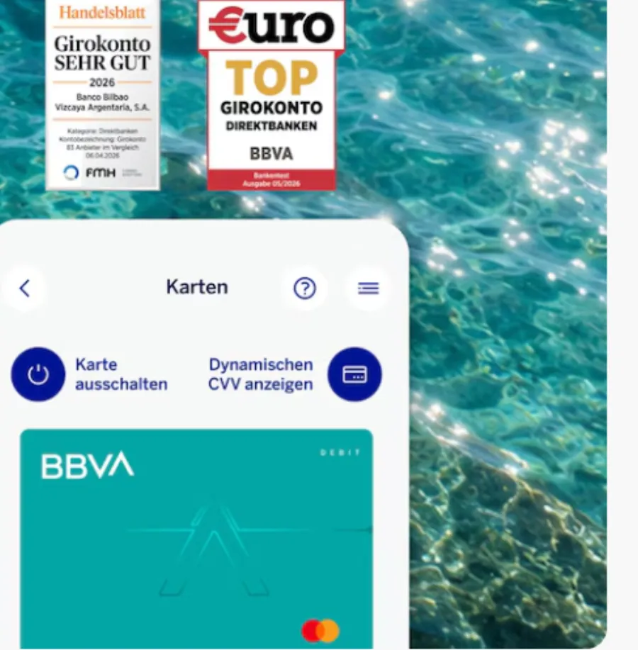 BBVA Girokonto mit kostenloser BBVA Mastercard Debit in der App