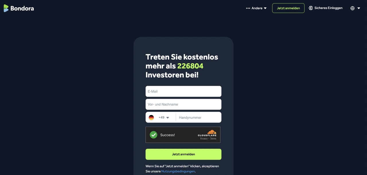 Bondora Anmeldung