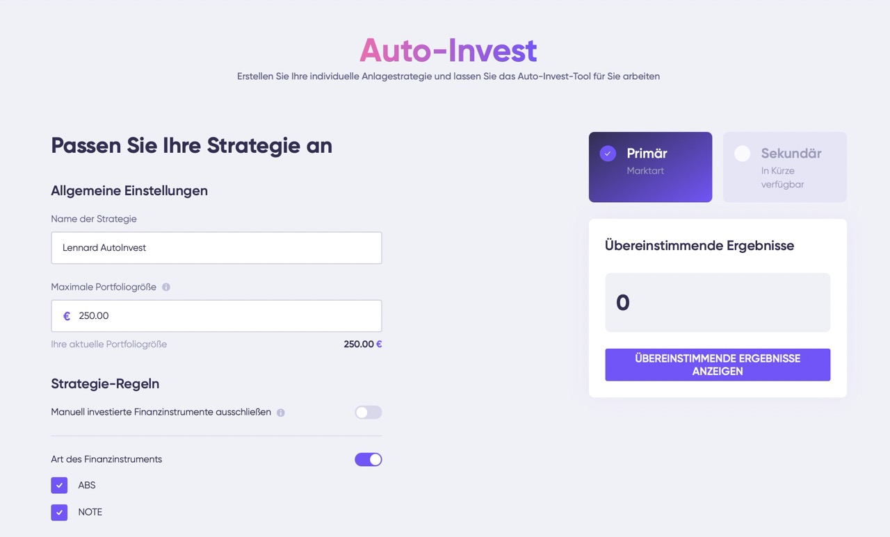 Debitum Auto-Invest Funktion - Passives Einkommen aufbauen