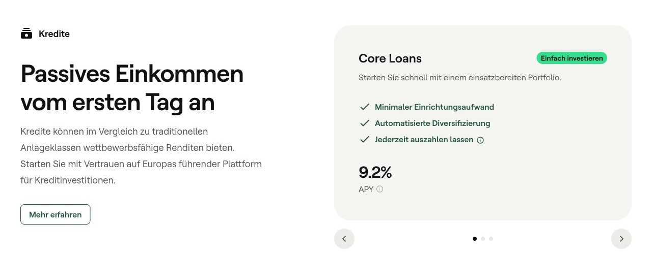 Mintos Core Loans mit 9,1 Prozent APY und automatischer Diversifikation ueber 30 Originatoren