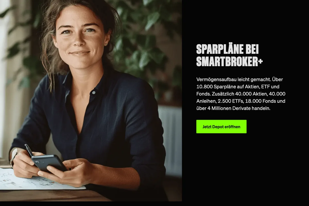 Smartbroker+ Sparplan-Übersicht: über 10.800 Sparpläne auf 40.000 Aktien, 2.500 ETFs und 18.000 Fonds, ab 1 Euro Mindest-Sparrate