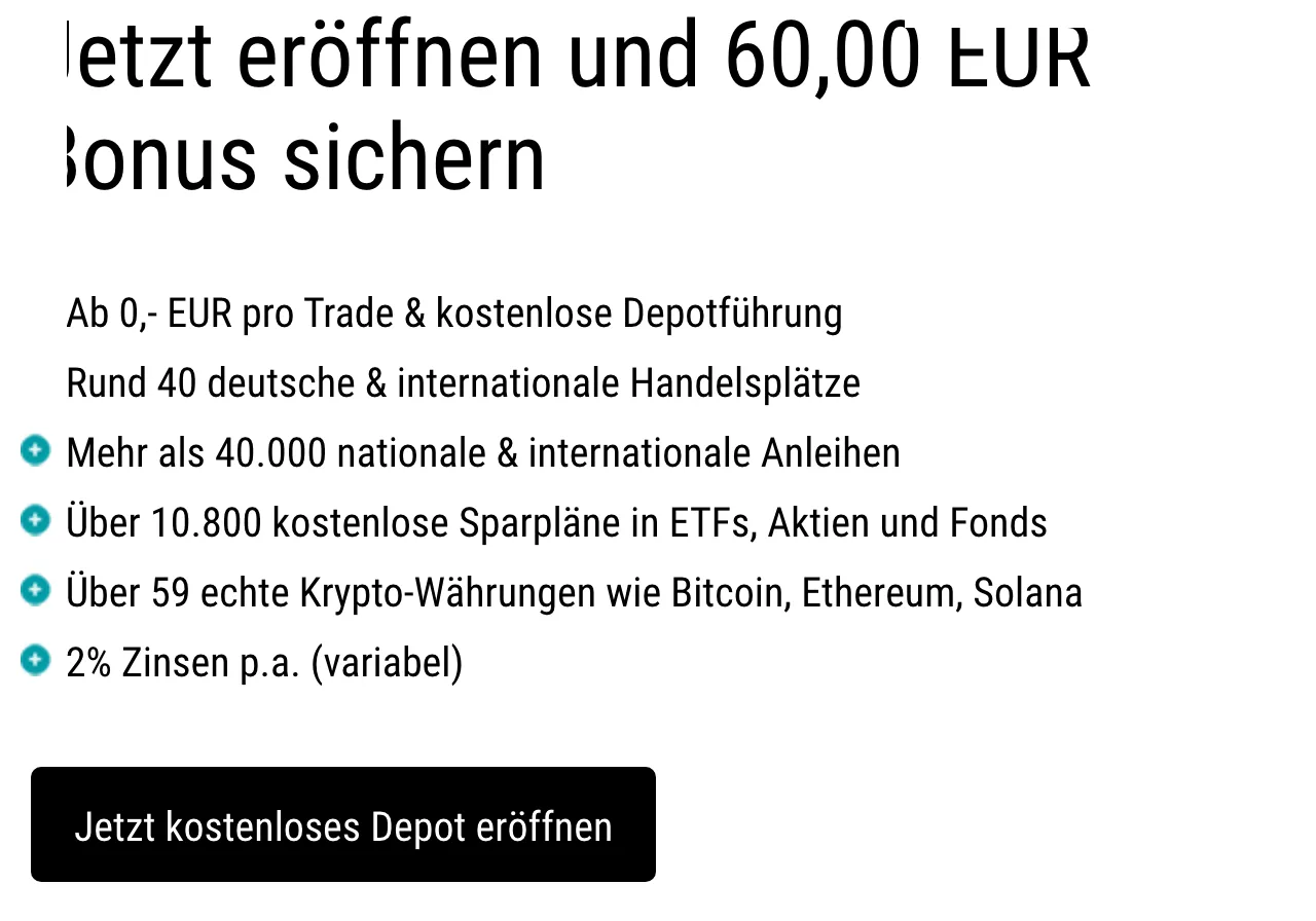 Traders Place Aktionsseite: Jetzt eröffnen und 60,00 EUR Bonus sichern, ab 0 Euro pro Trade und kostenlose Depotführung