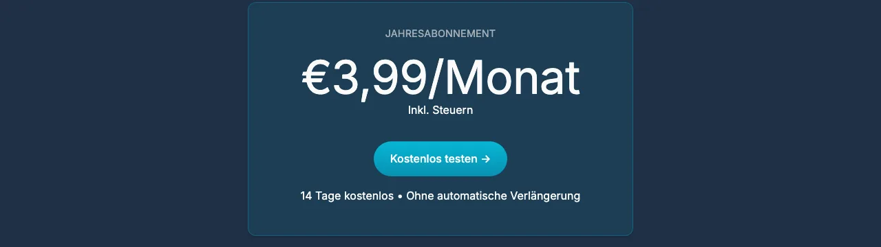 Blockpit Plus Jahresabonnement für 3,99 Euro pro Monat inklusive Steuern, 14 Tage kostenlos testen