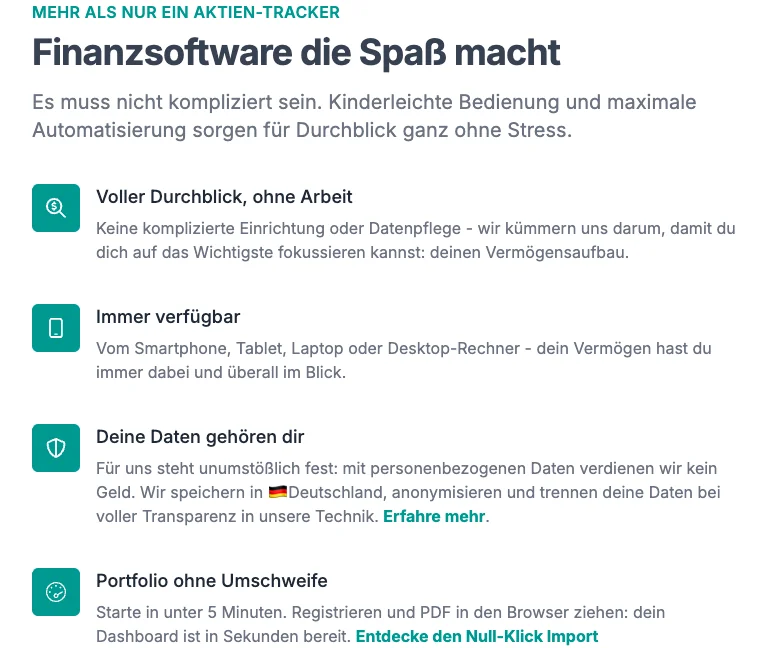 Parqet Einrichtung und Import Features