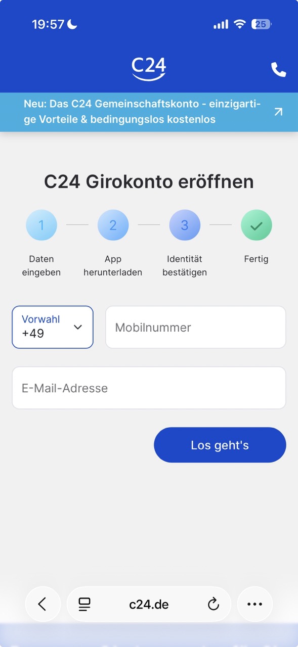 Kontoeröffnung bei C24