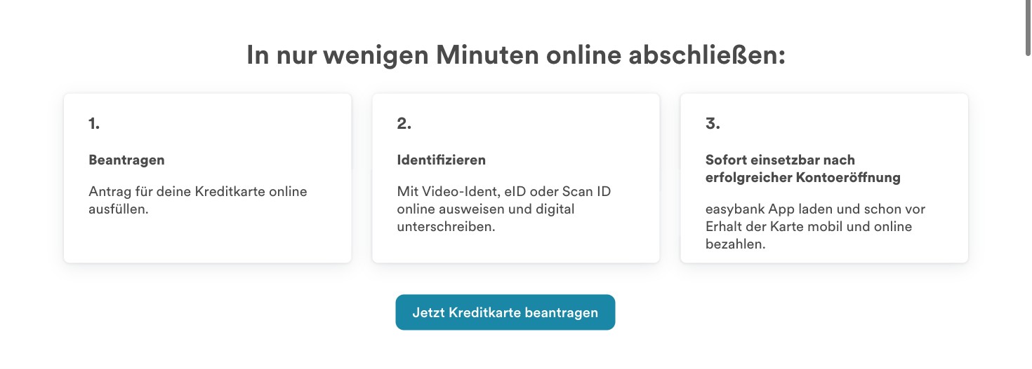 easybank Visa Kreditkarte Beantragung - 3 einfache Schritte zur Karte