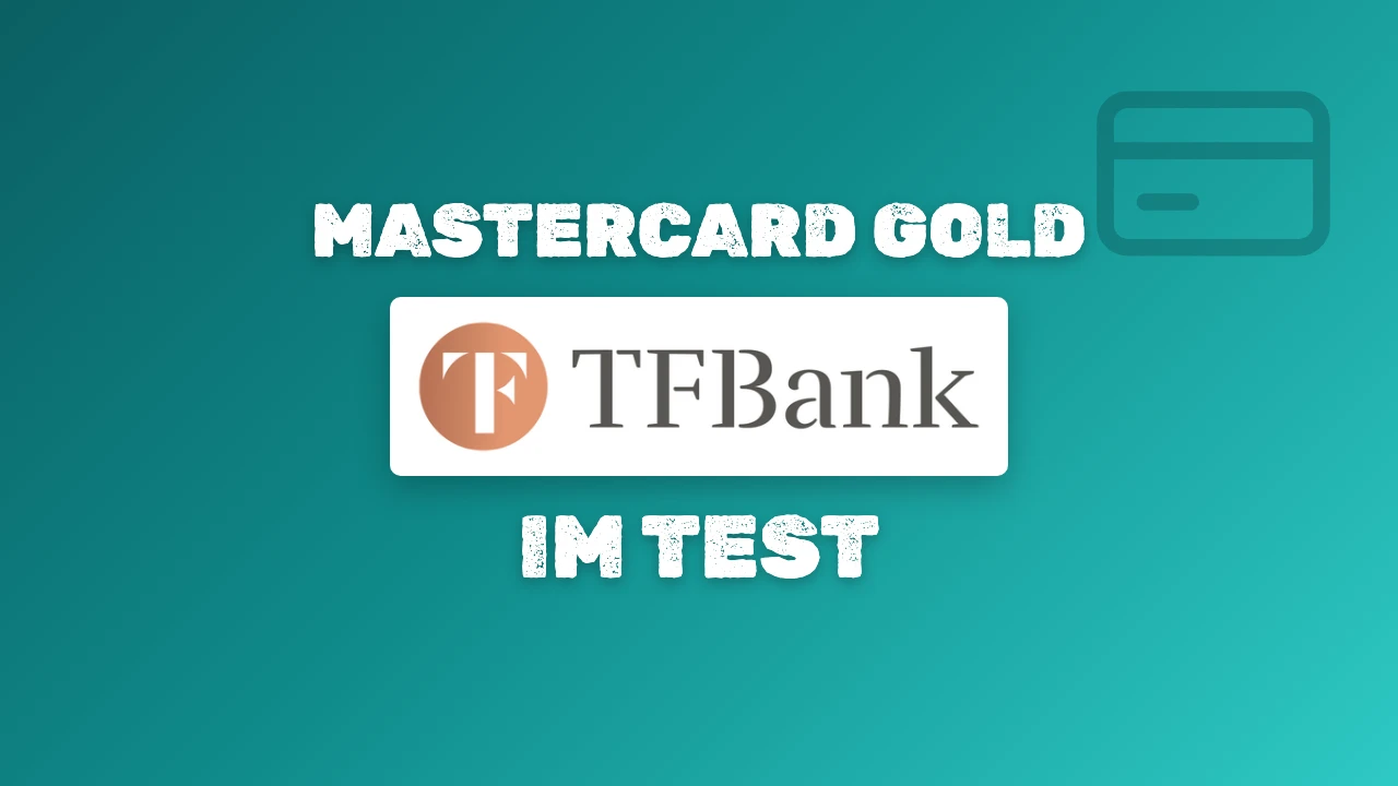 Cover mit dem Schriftzug Mastercard Gold im Test und dem TF-Bank-Logo