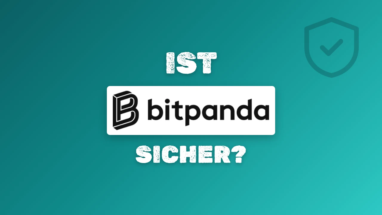 Cover mit dem Schriftzug Ist Bitpanda sicher, dem Bitpanda-Logo und einem Schild-Symbol